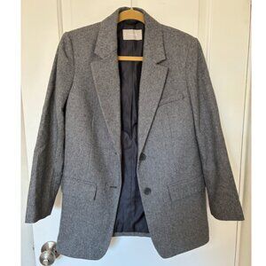 Everlane The Oversized Blazer in Wool in Grey Herringbone Size 2